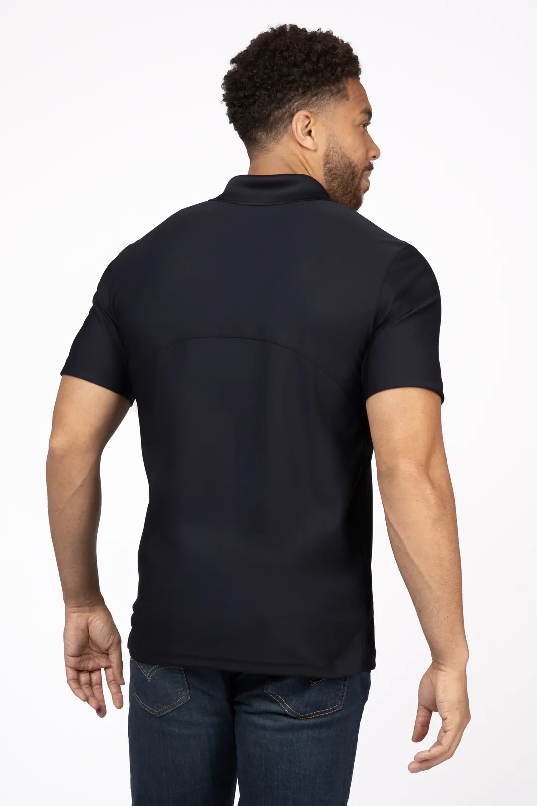 Chef Works Z650-BLK-6XL Men's Polo Shirt, 6XL, 100% Polyester, Black, Short Sleeve, Button Front