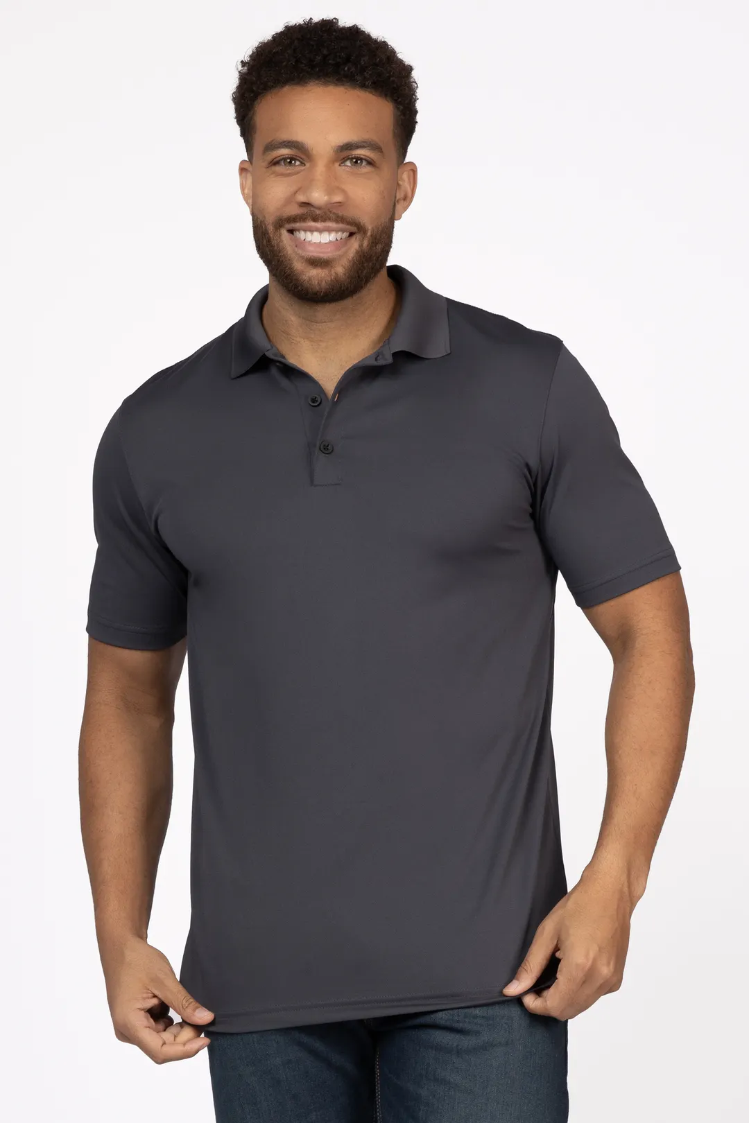 Chef Works Z650-IGY-XS Men's Collared Polo Cook Shirt, XSmall, 100% Polyester, Iron Gray