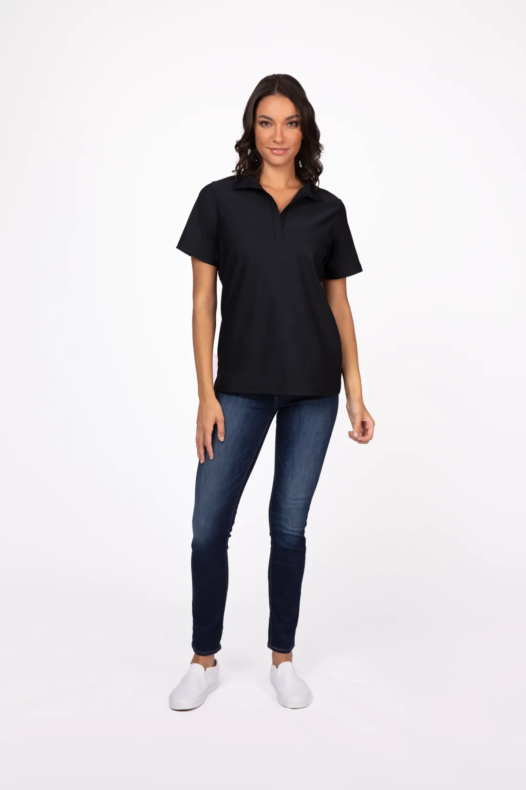 Chef Works Z650W-BLK-3XL Women's Black 3XL Collared Polo Cook Shirt, 100% Polyester