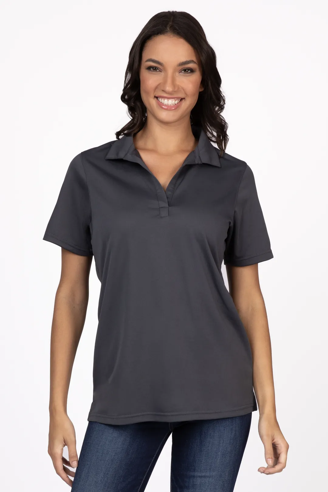 Chef Works Z650W-IGY-XL Women's Collared Polo Cook Shirt, XLarge, 100% Polyester, Iron Gray