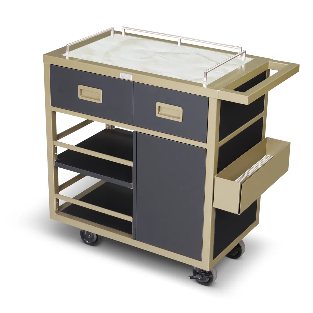 Forbes Industries F35-5531 Fusion Tableside Medical Cart, 18"W x 34.5"L x 34"H, HPL cabinet, avonite top, steel tube frame, 2 drawers, powder‑epoxy finish, 4 black swivel casters with brakes
