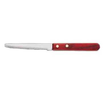 Libbey 200-1682 Steak Knife, 8¼" Round Tip, Red Pakka Wood Handle, Stamped Steel Blade - 12/Case