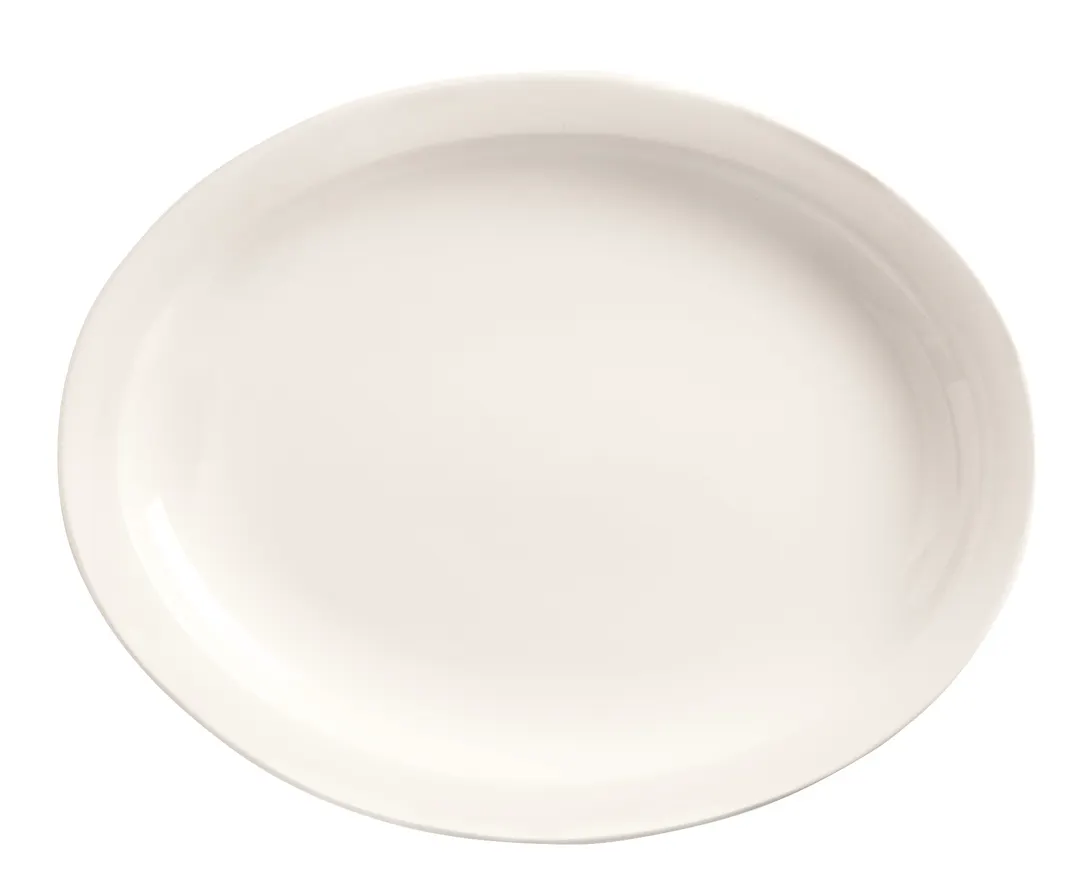 Libbey 740-901-219 China Platter, Oval 9½" x 7¾" Cream White Porcelain Narrow Rim - 12/Case