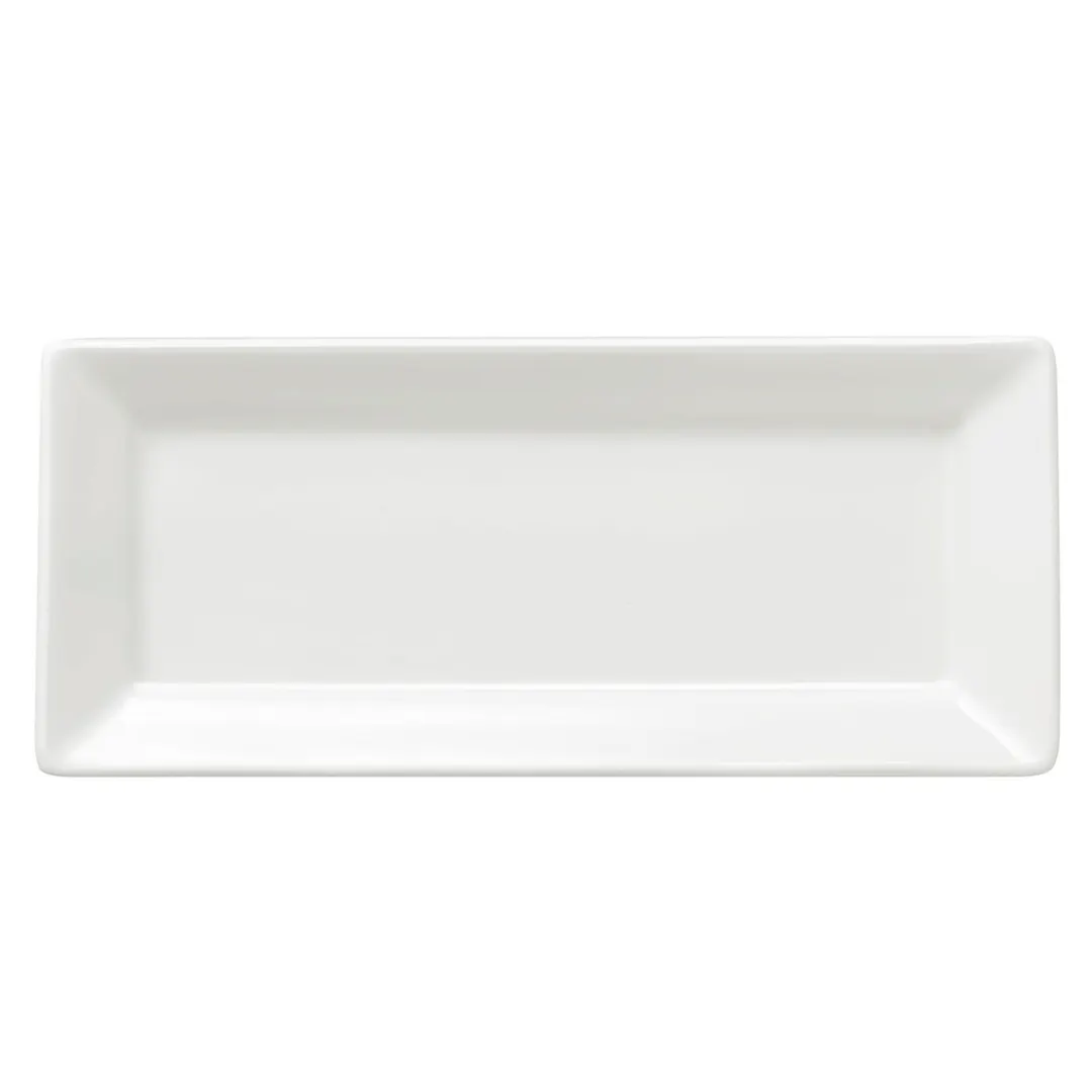 Libbey 840-901-146 Porcelain Platter 14-1/3" L x 6-1/3" W x 1-1/3" H White Rolled - 6/Case