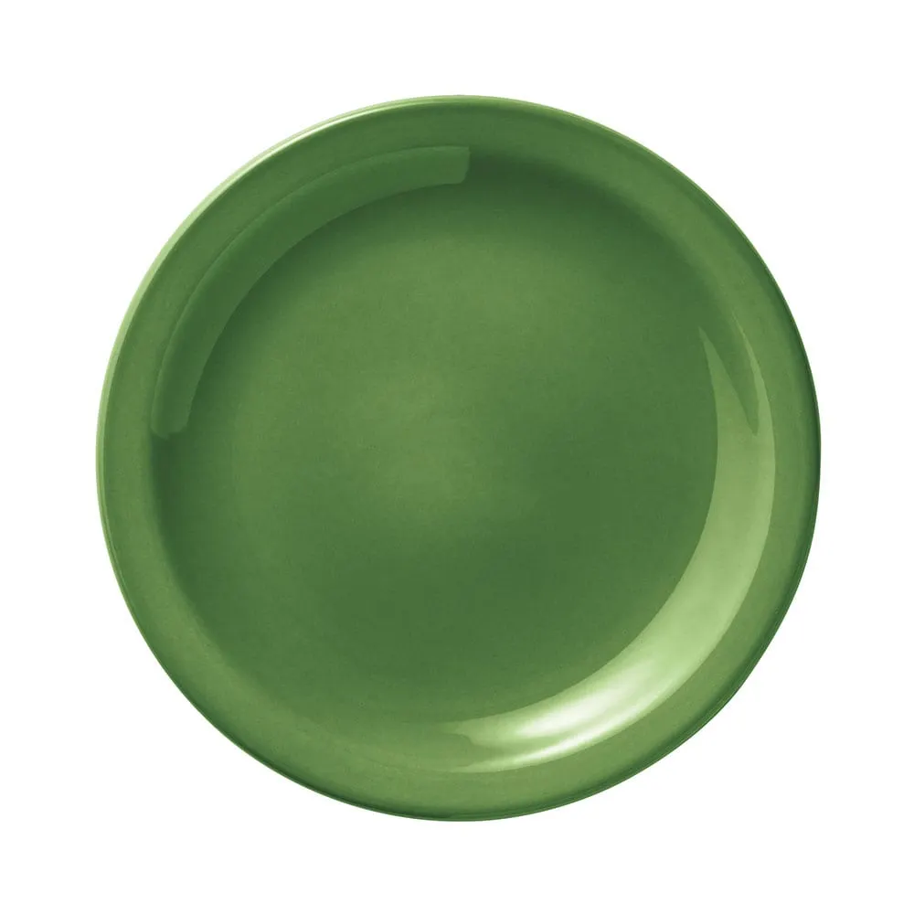 Libbey 903046909 - 6¼" Dia. x ⅞" Round Porcelain Plate, Sage Cantina Pattern, Vitrified Foot - 12/Case