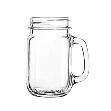 Libbey 97084 - Clear Glass Mason Jar Drinking Glass, 16.5 oz 13-16 oz Capacity, Panel, - 12/Case