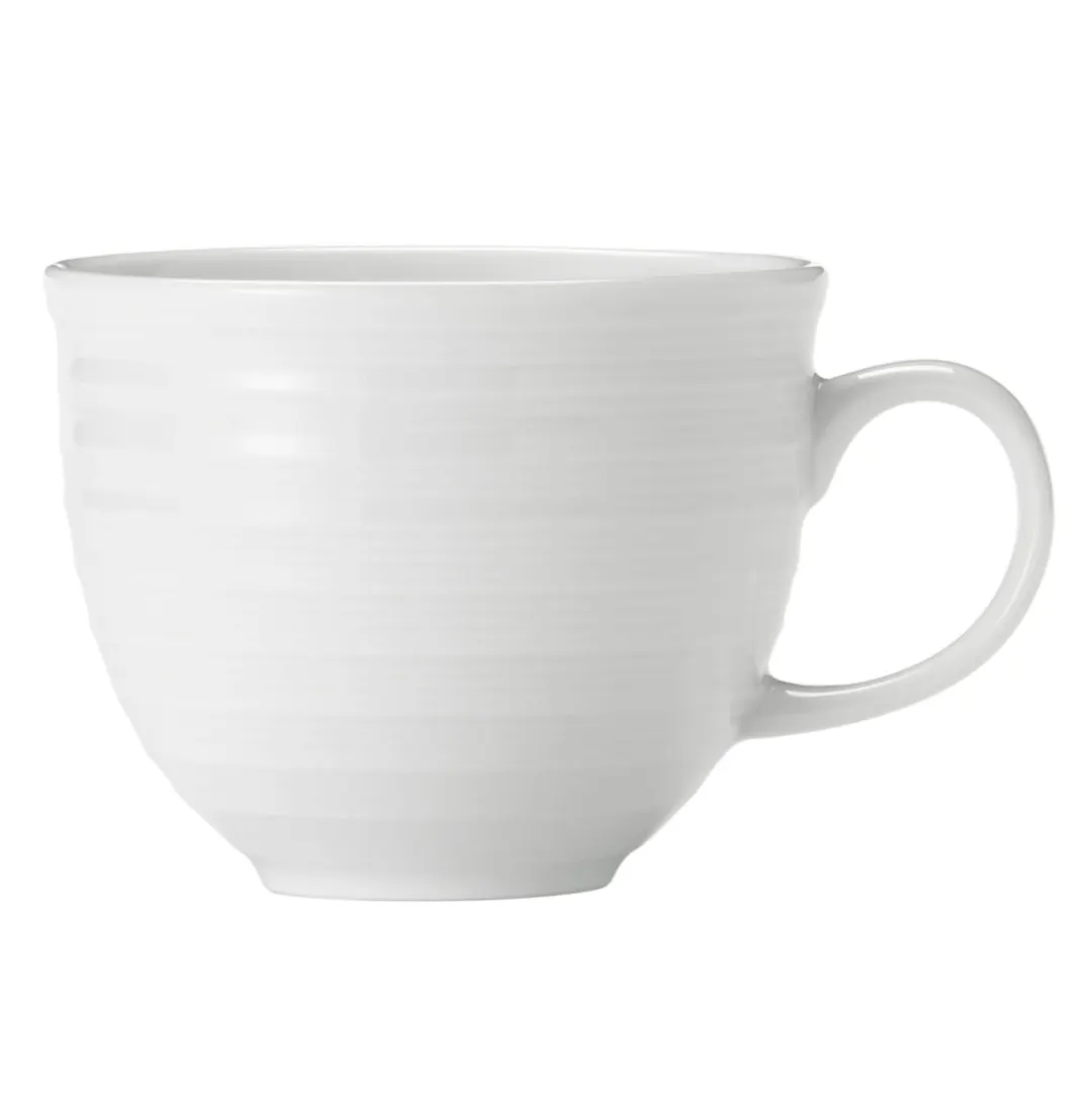 Libbey 999001889 China Cup – 9.5 oz Porcelain, Lunar White, Galileo Pattern, Handle - 36/Case