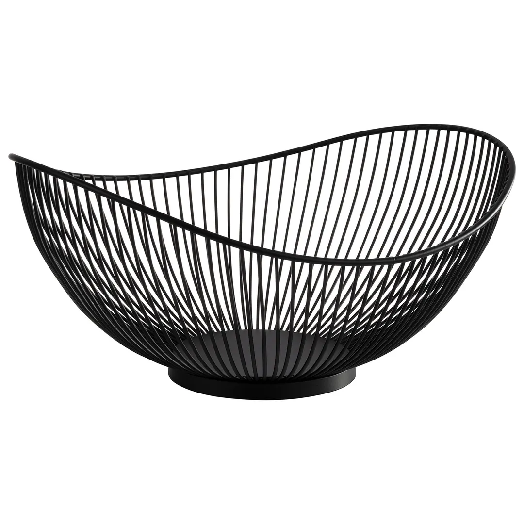 APS Germany APS 30424 - Oval Metal Tabletop Basket, 11 1/2" L x 10" W, Black, Stackable - 1/Case