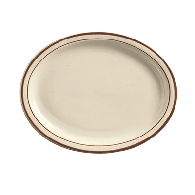 Libbey DSD-14 Oval Platter, 13-1/4" x 10-1/8", Cream White Desert Sand, Narrow Rim - 12/Case