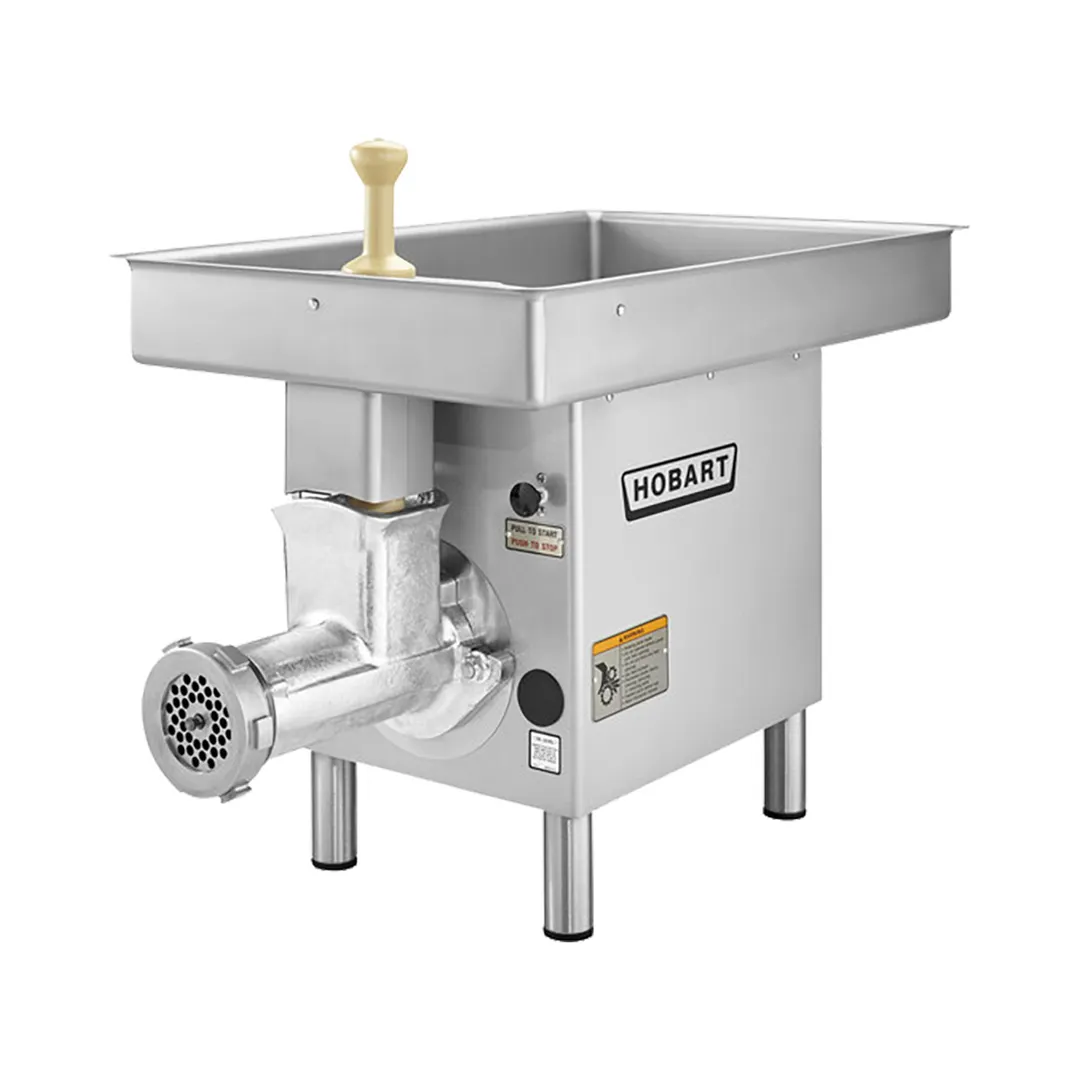 Hobart 4732A+BUILDUP Countertop Meat Grinder – 35‑40 lb/min, 3 HP Motor, Pan (34×21×4‑15/16”), #32 Tinned Chop End UL/NSF