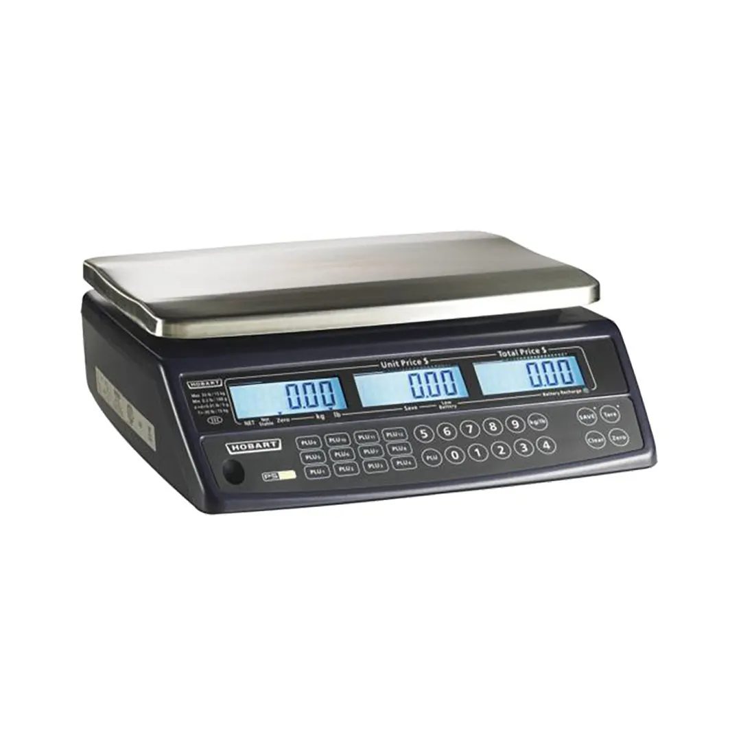 Hobart PS40-3 30 lb Legal Trade Scale, 12-4/5" x 9-3/5" Stainless Steel Platform, LCD, 50 Programmable Keys