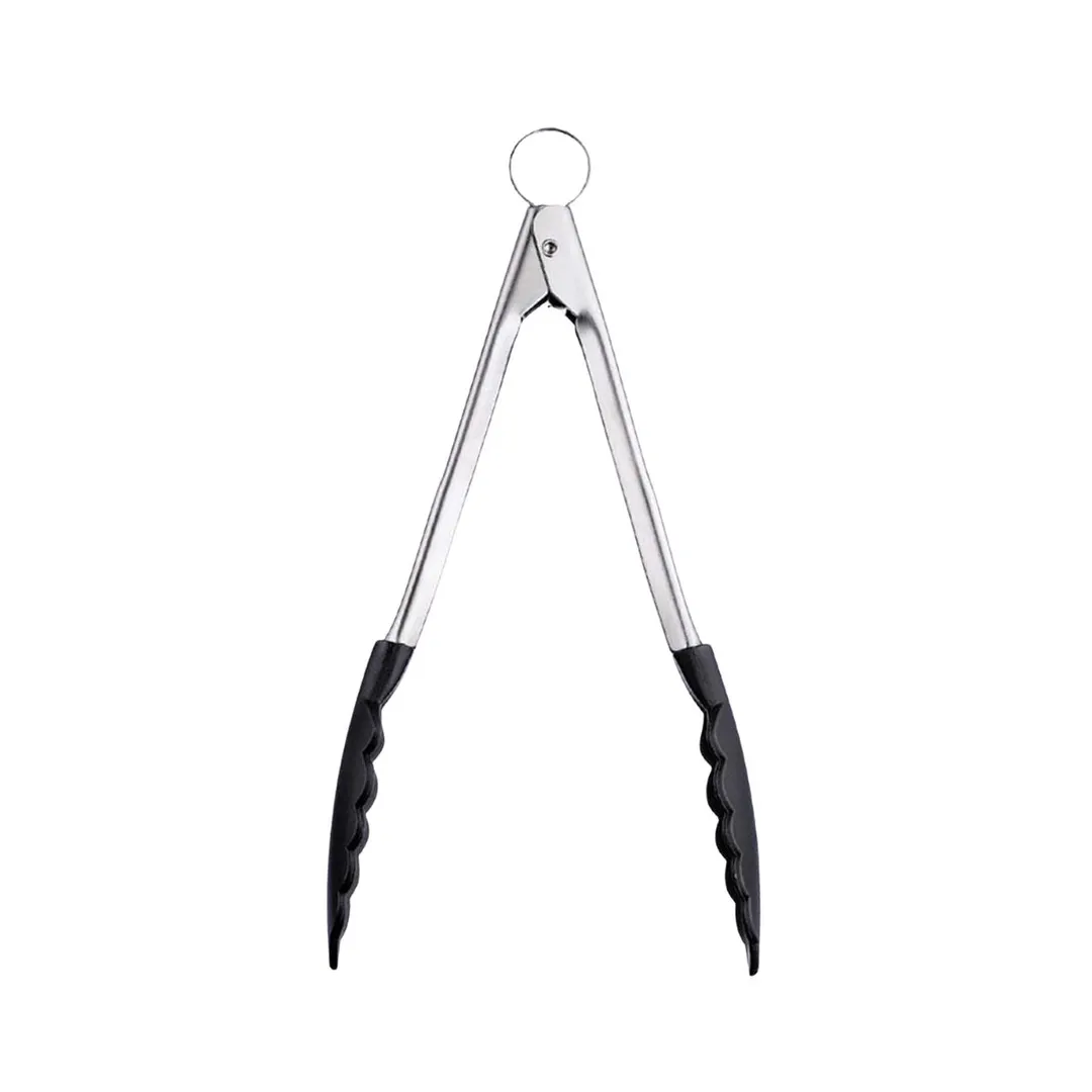 Browne USA 74708605 Tongs, 9.5" Heat‑Resistant to 575°F, Silicone‑Tip Steel, Red Push/Pull Lock