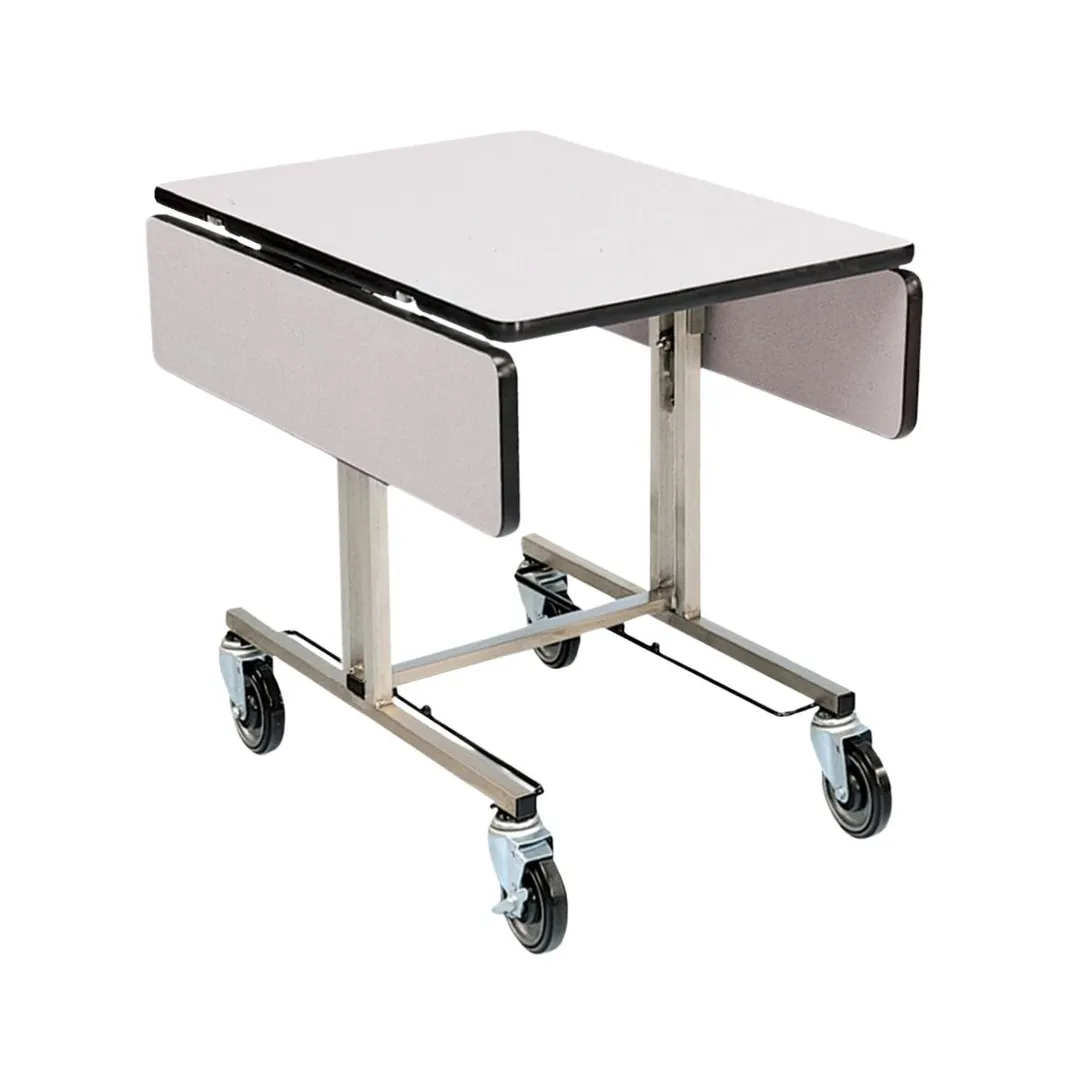 Forbes 4962-WDS Srv Tbl 35½"L×39½"W Tilt‑Up Top Lam 2 Leaves 4 Casters (2 Brk) Rails w/ Shelf Frame