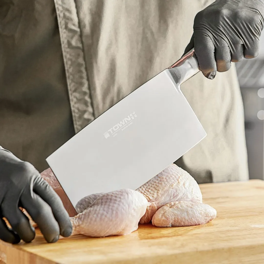 Town 47321/DZ Chinese Cleaver Slicer Large #1, Stainless Steel Blade and Handle, Cutlery - Dozen