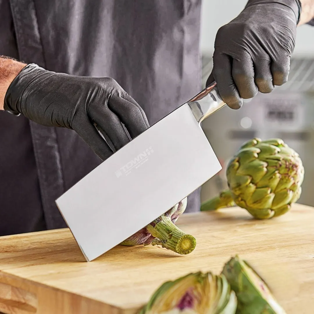 Town 47322/DZ Chinese Cleaver/Slicer, Medium #2, Stainless Steel Blade And Handle - Dozen