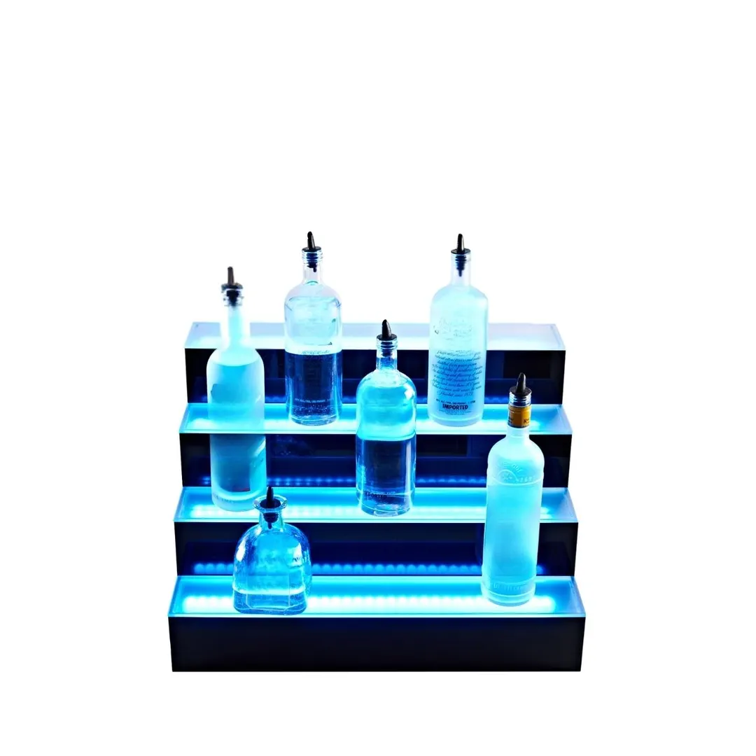 Victory LBD2-48L Lighted Liquor Display, 48" Wide 2‑Tier, Black, 24‑Bottle, LED, Control