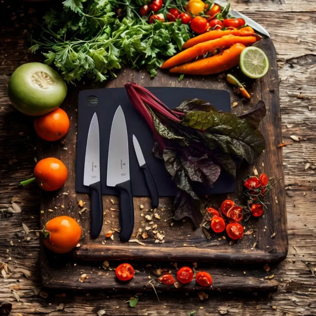 Victorinox 5.2003.22B Chef Knife – 9" Stamped Blade, Black Fibrox Pro Handle, 7"-9" Length, Cutlery