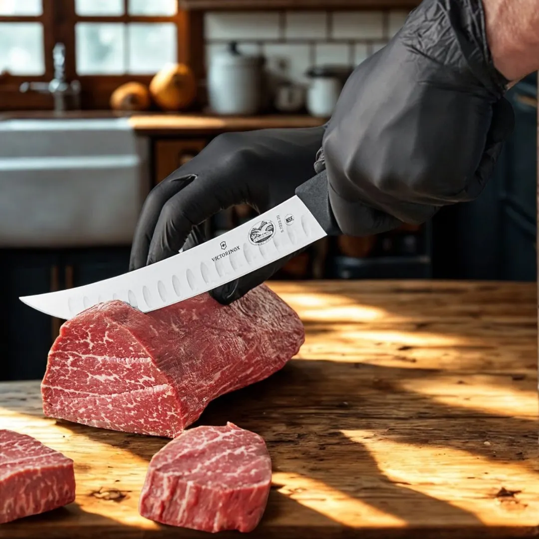 Victorinox 5.7223.20 Breaking Knife – 8" Granton Blade, Stainless Steel, Black Fibrox Handle, NSF