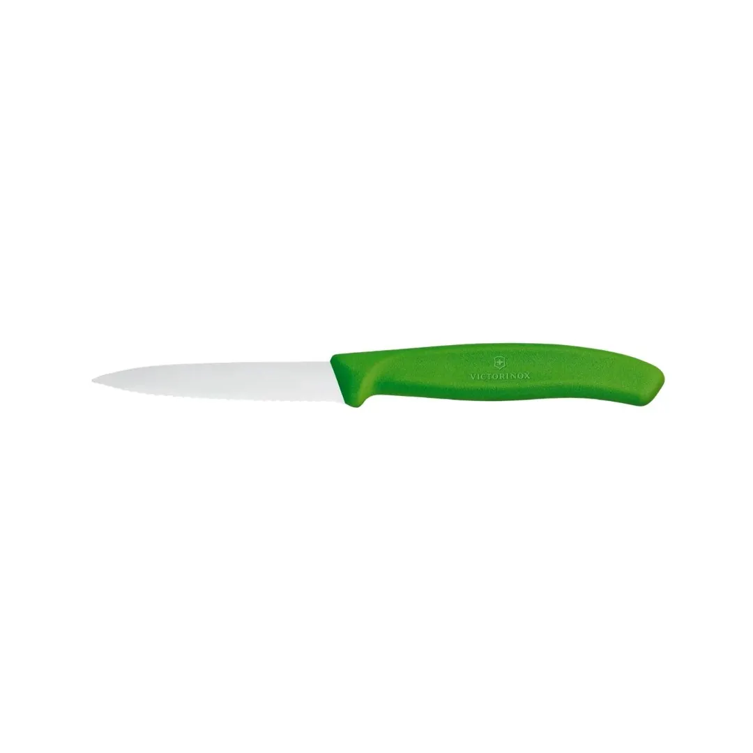 Victorinox 6.7636.L114 Paring Knife - 3¼" Spear‑Point Blade Green Poly Handle Carbon Steel