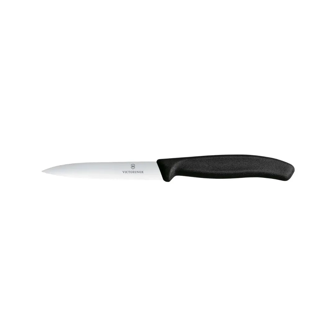 Victorinox 6.7733 Paring Knife 4" Serrated Spear-Point Black Poly Handle High Carbon Stainless Steel