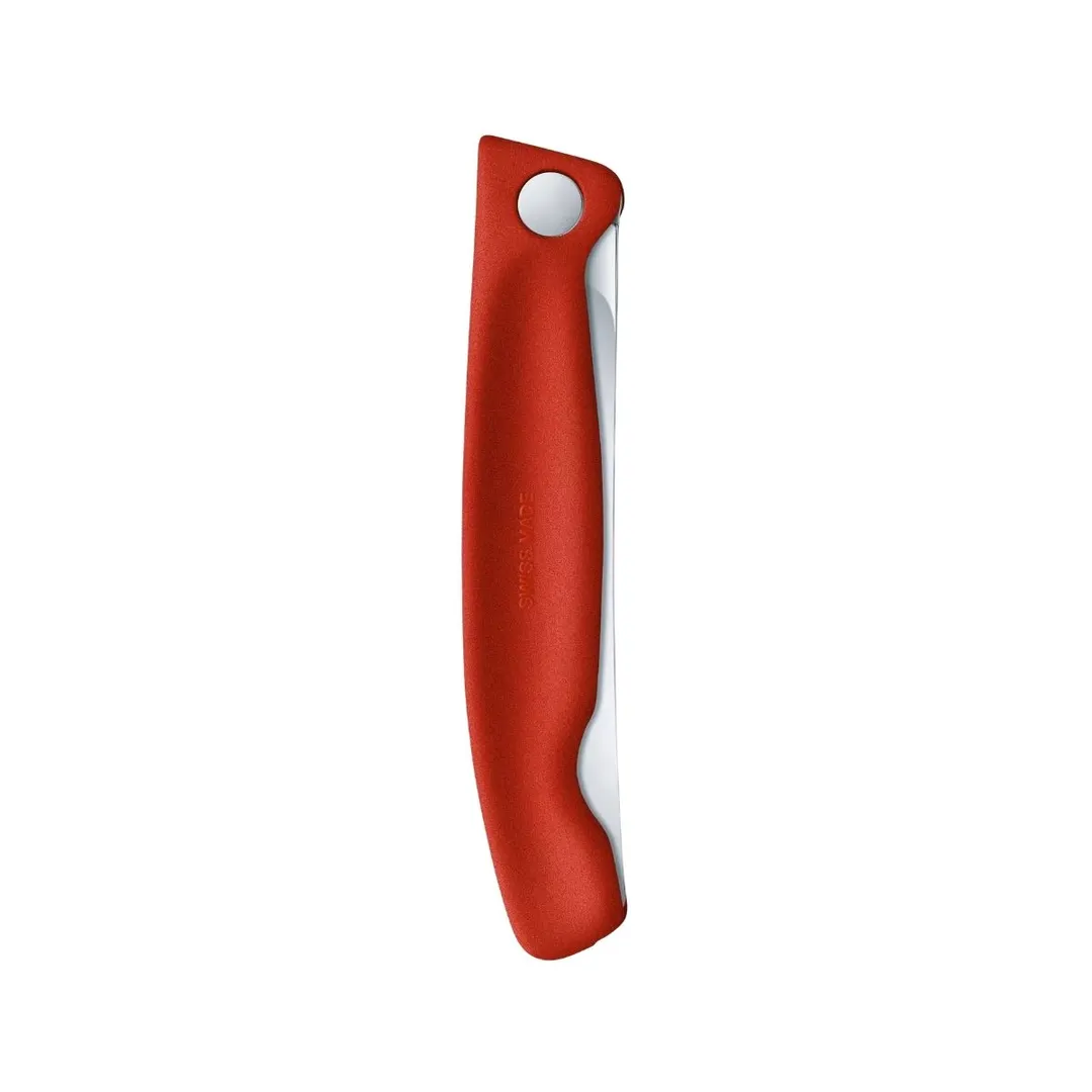 Victorinox 6.7801.FB Paring Knife - 4" Rounded Blade, Red Plastic Handle, Carbon Steel, Foldable