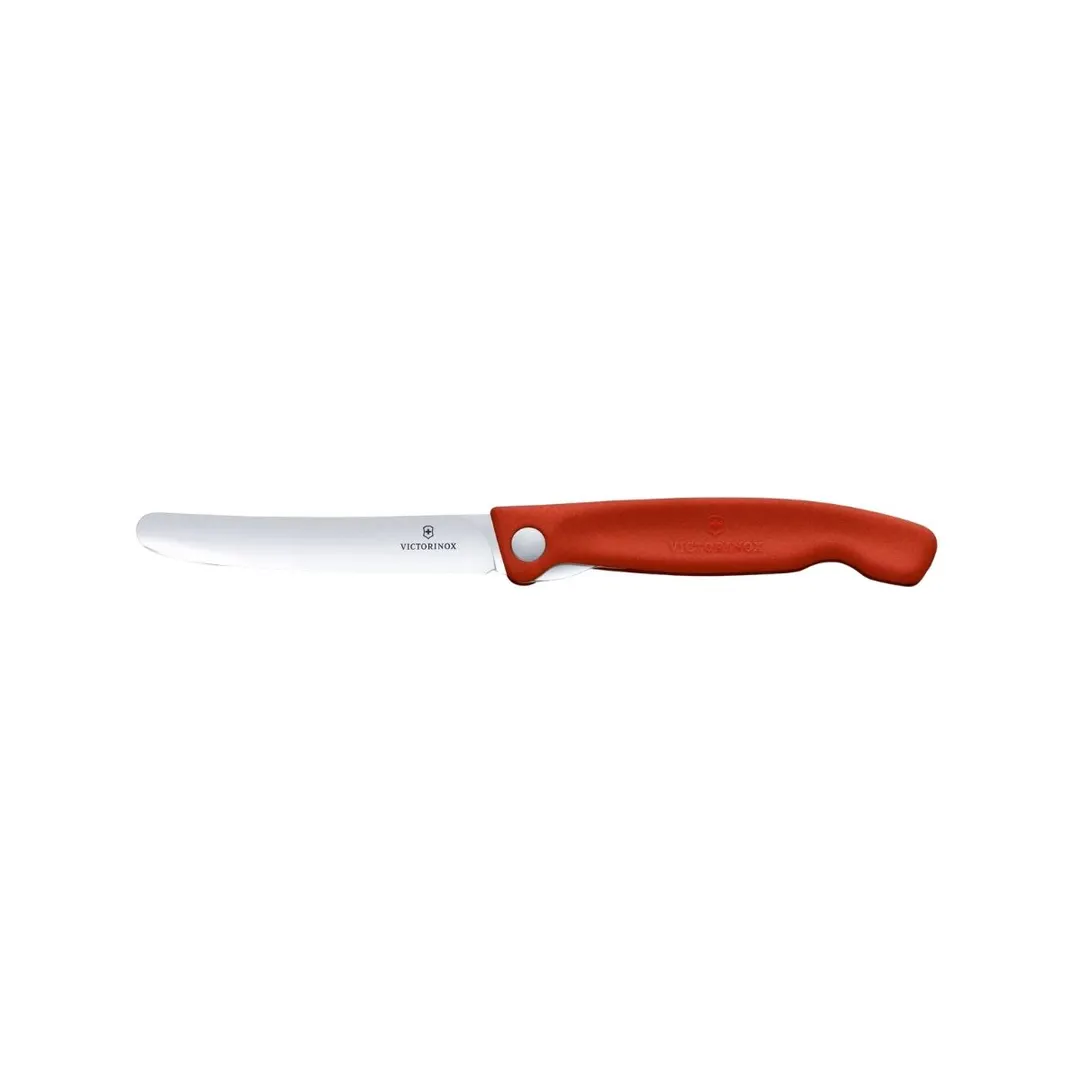 Victorinox 6.7801.FB Paring Knife - 4" Rounded Blade, Red Plastic Handle, Carbon Steel, Foldable