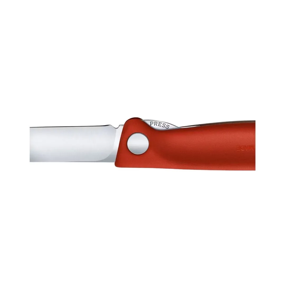 Victorinox 6.7801.FB Paring Knife - 4" Rounded Blade, Red Plastic Handle, Carbon Steel, Foldable