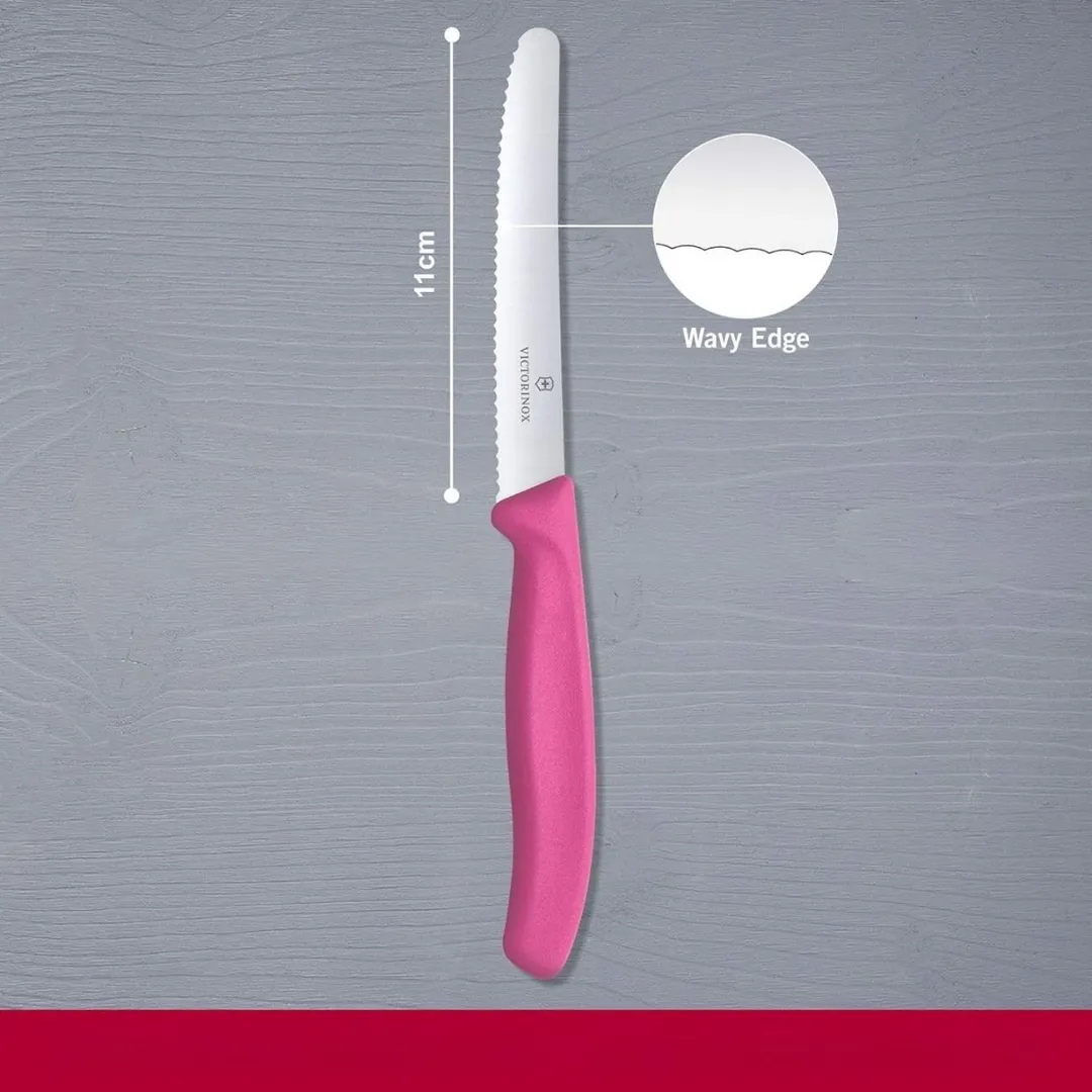 Victorinox 6.7836.L115 Utility Knife – 4.5" Serrated Blade, Stainless Steel, Pink Handle, 3"-4"