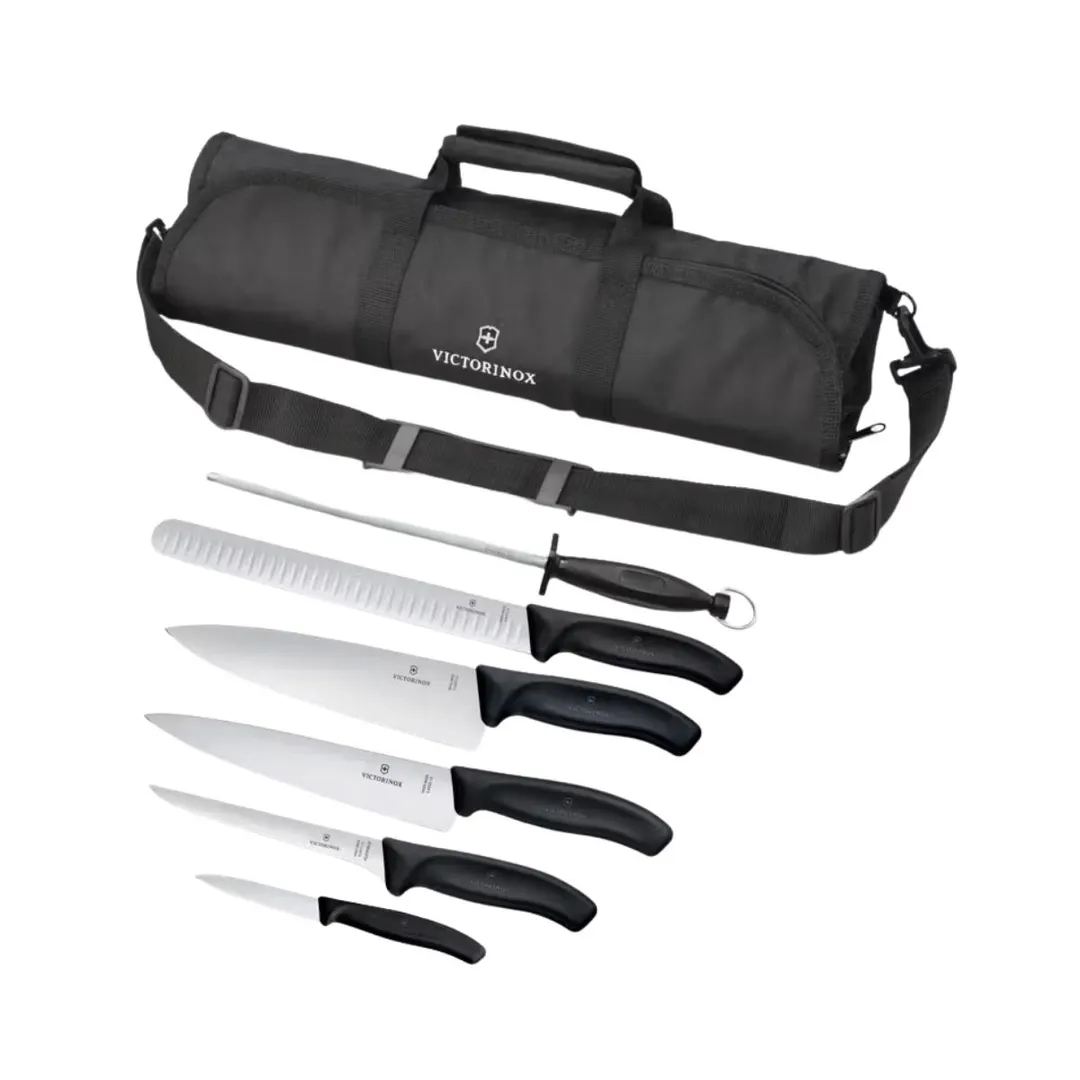 Victorinox 7.4012-X12 7-Pc Black Cutlery Set – 3.25"–10" knives, Pro Handles, Steel Blades - 1/Bag