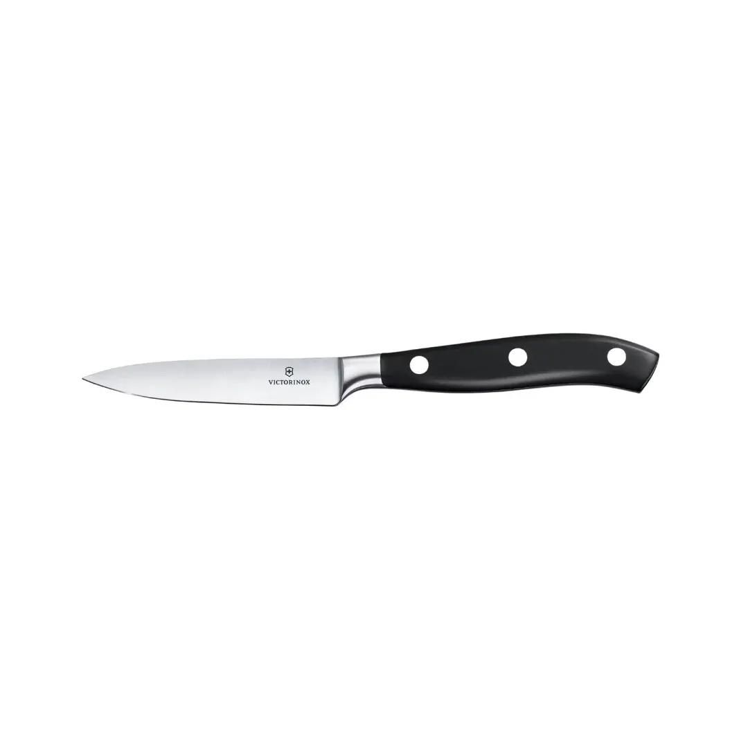 Victorinox 7.7203.10G Forged Knife, Spear Point 4" Black Plastic Handle, High Carbon Stainless Steel