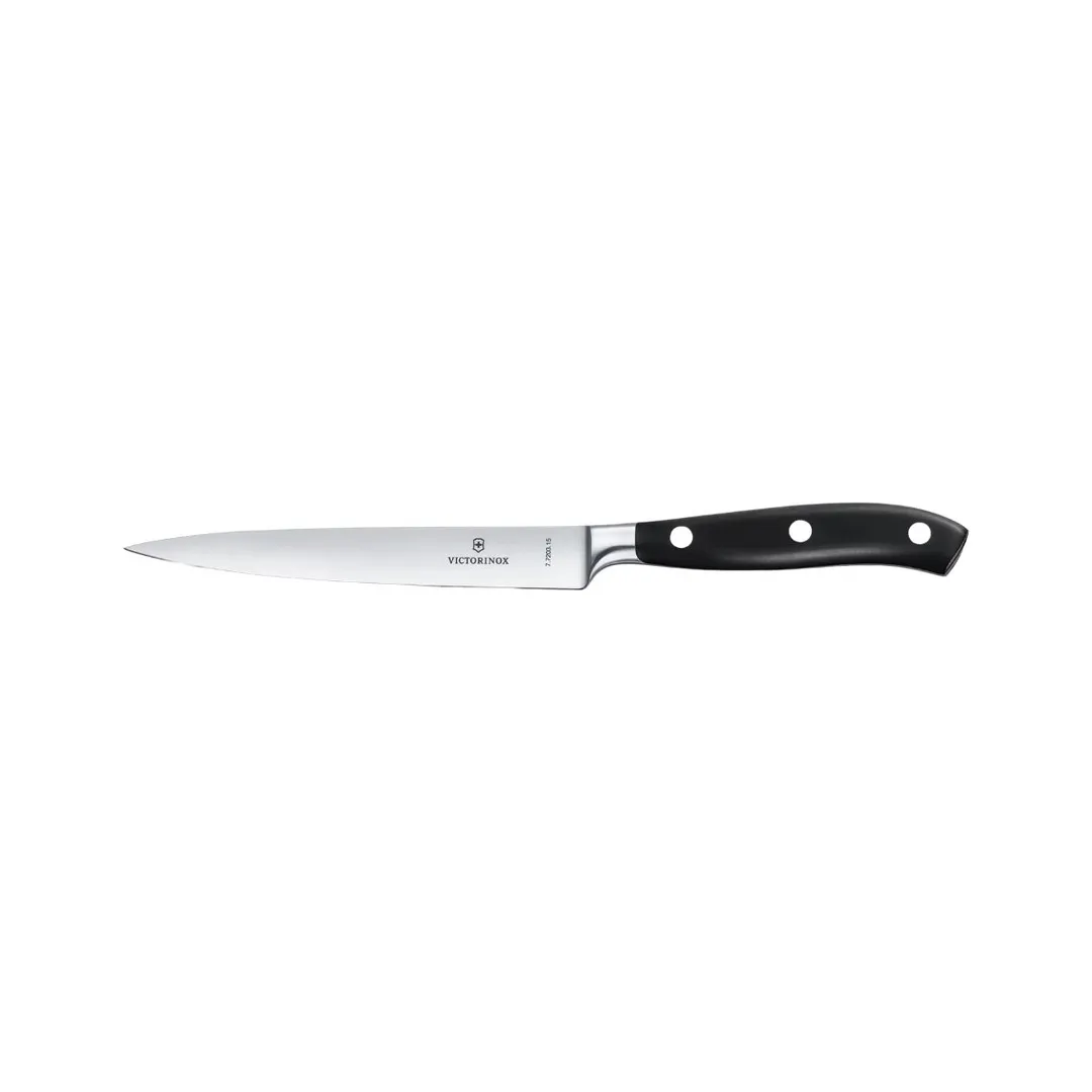 Victorinox 7.7203.15G Grand Maitre Forged Slicing Knife, 6" Blade, Black Plastic Handle
