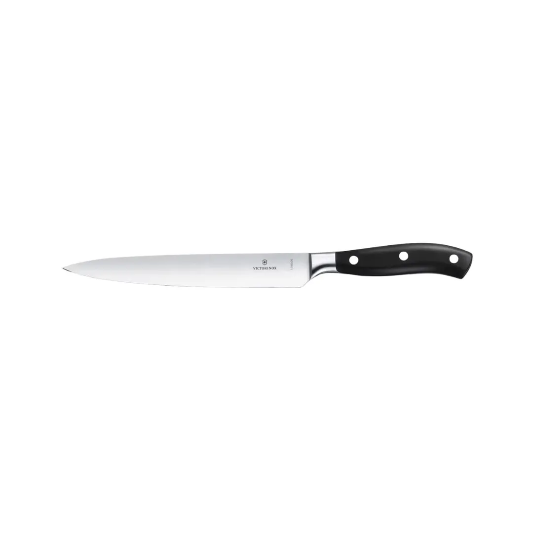 Victorinox 7.7203.20G Forged Carving Knife, 8" Straight Blade, Stainless Steel, Black Plastic Handle