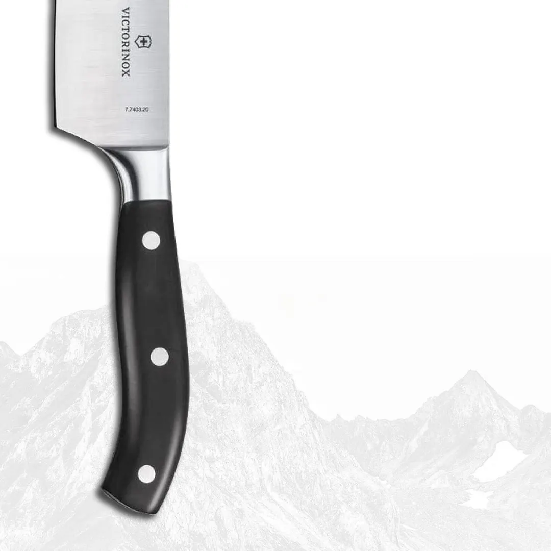 Victorinox 7.7243.3 Grand Maitre 3‑Piece Knife Set, 3½" Paring, 8" Slicing, 8" Chef’s, Black, Roll Bag