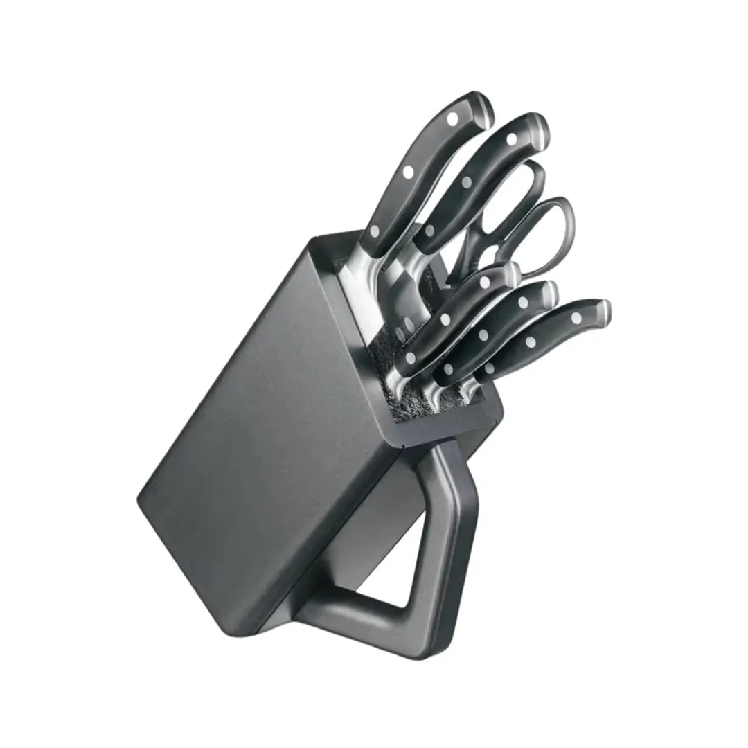 Victorinox 7.7243.6 Grand Maitre Forged 6-Piece Block Knife Set Black Steel Blades, Roll Bag - 1/Bag