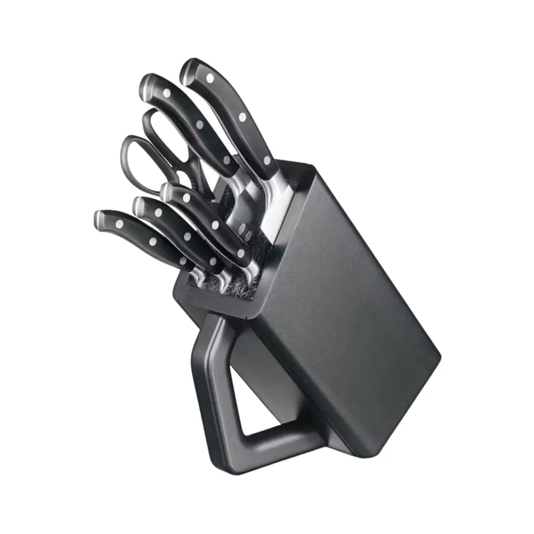 Victorinox 7.7243.6 Grand Maitre Forged 6-Piece Block Knife Set Black Steel Blades, Roll Bag - 1/Bag
