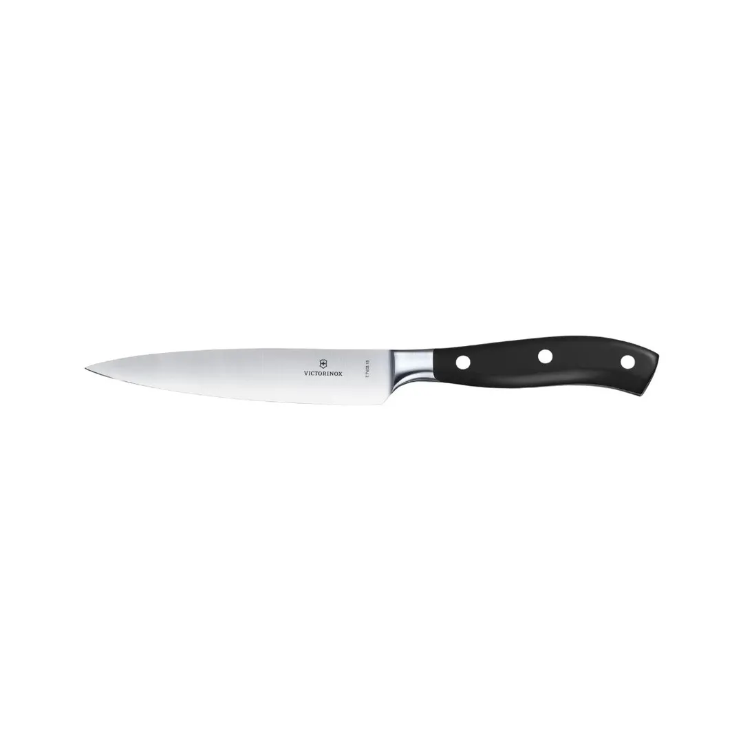 Victorinox 7.7403.15G Forged Chef Knife, 6" Spear‑Point Blade, Black Plastic Handle, 4‑6" Blade