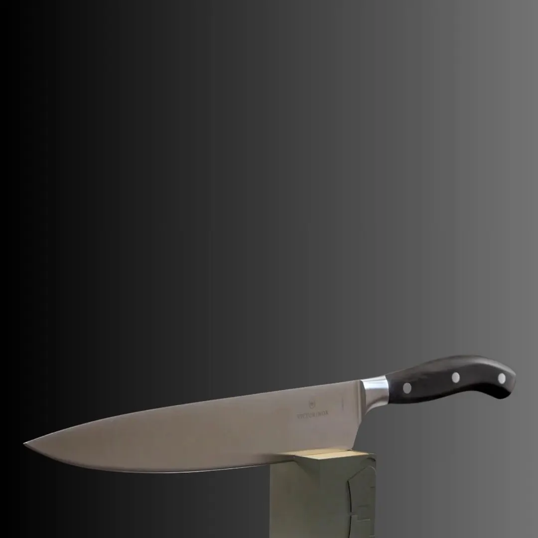 Victorinox 7.7403.20G Forged Chef Knife, 8" Straight Blade, Black Plastic Handle, 7"-9" Blade Length