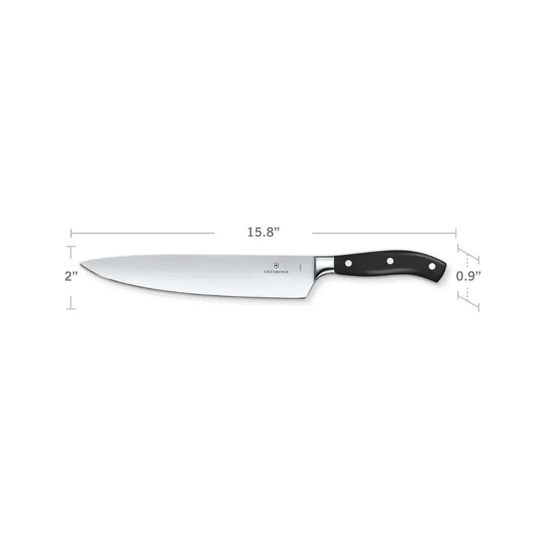 Victorinox 7.7403.25G Forged Chef Knife, 10" Straight Blade, Black Plastic Handle, 10"-11" Length