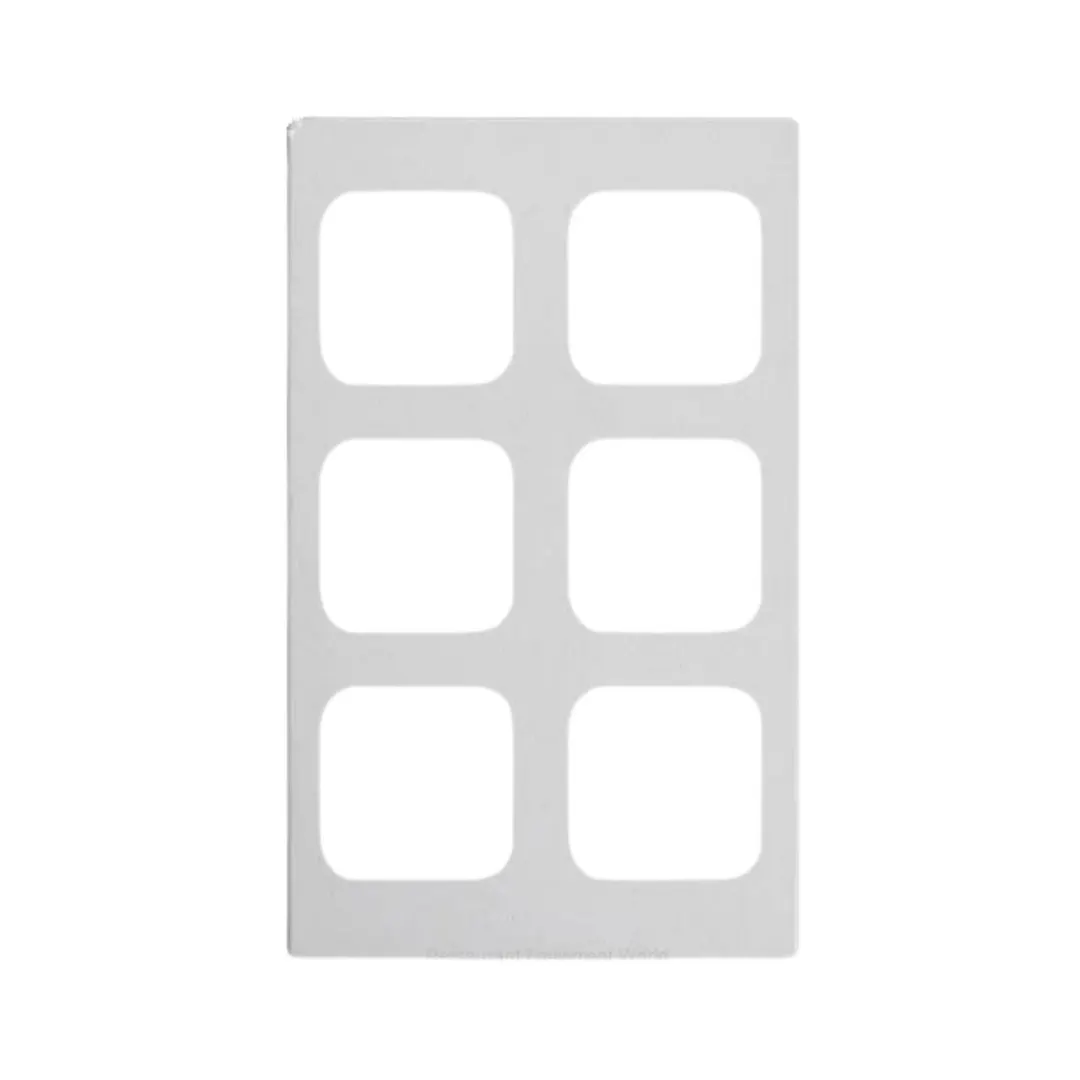Vollrath 9885906 Custom White Acrylic Adaptor Plate – Six‑Pan Cold Pan Cutout, Plastic, White