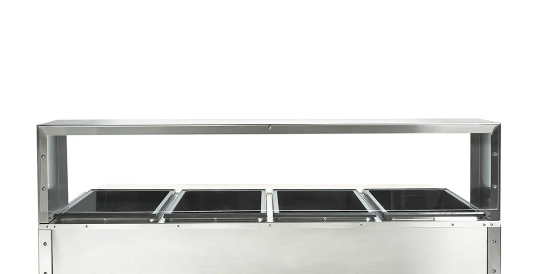 Vollrath 38054 61 ¼" ServeWell® Stainless Steel Single Deck Overshelf with Acrylic Panel Cafeteria Breath Guard - Open box