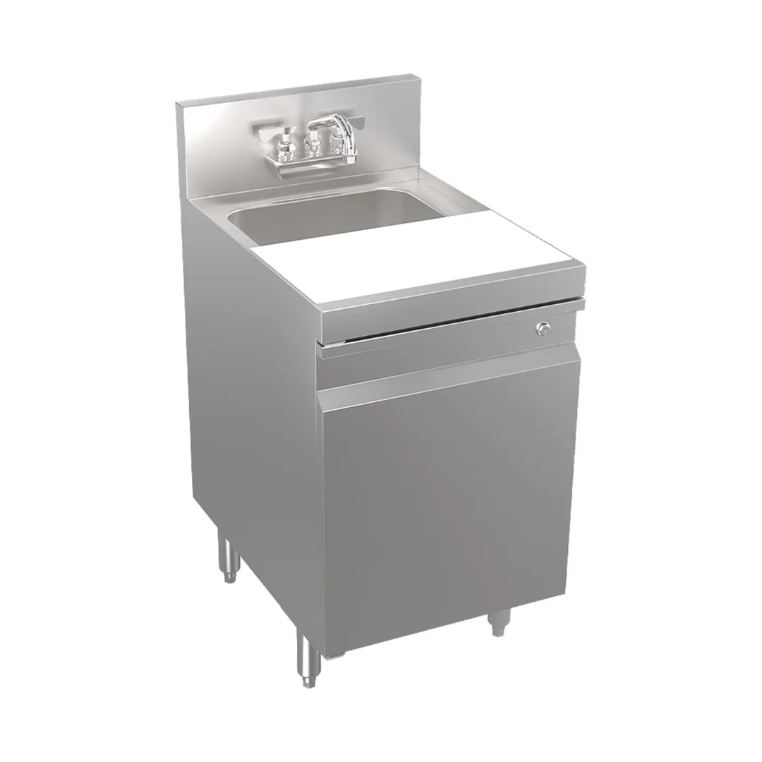 Krowne KR24-MT18-C 18" Underbar Hand Sink Unit with Cabinet Base, Cutting Board & Faucet