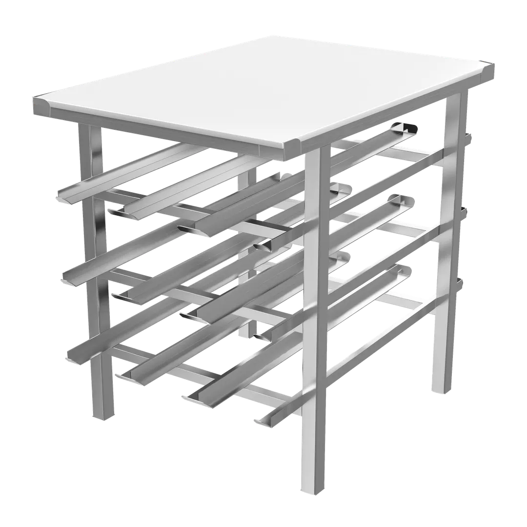 Winholt CR-54PT Low-Profile Mobile #10 Cans Can Storage Rack with Work Poly Top