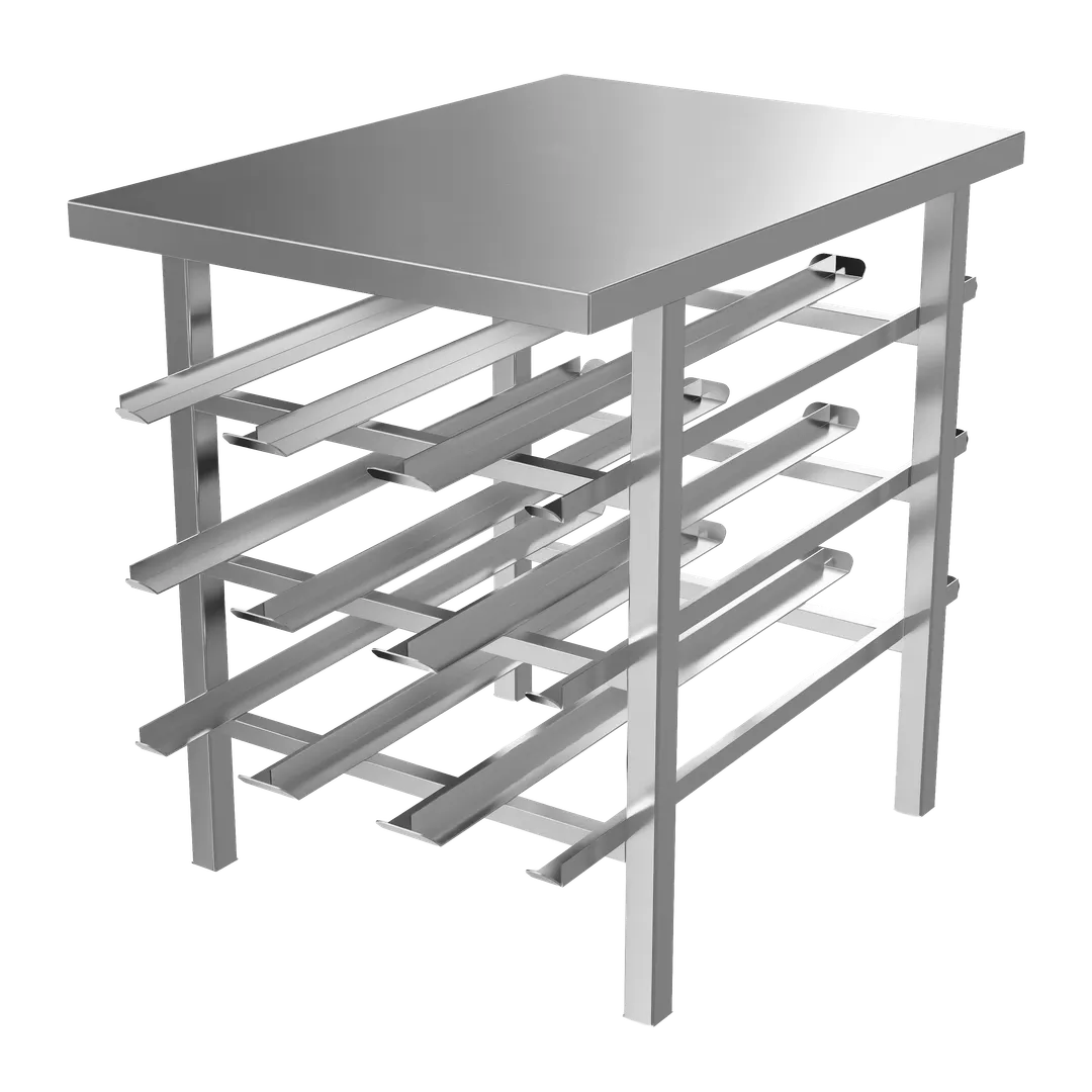 Winholt CR-54S-S Low-Profile Mobile #10 Cans Can Storage Rack w/ Work Stainless Steel Top