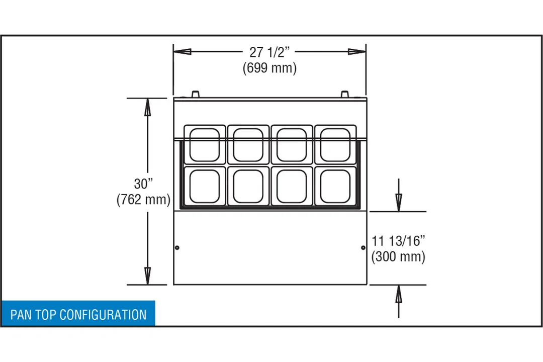 Continental Refrigerator SW27N8 27" 1-Door Sandwich and Salad Prep Table, 8 Pans, Stainless Steel Exterior