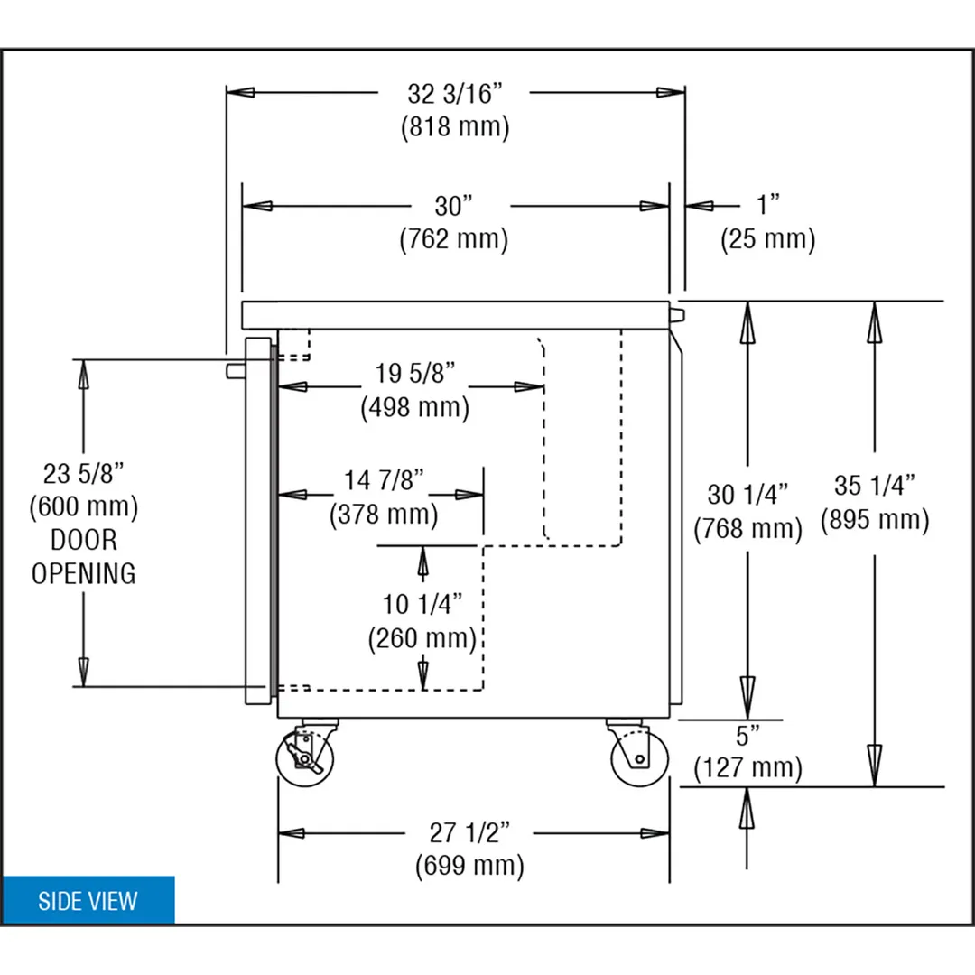 Continental Refrigerator SW27N 27" 1-Section WorkTop Refrigerator w/ 1 Door, 7.4 cu. ft.