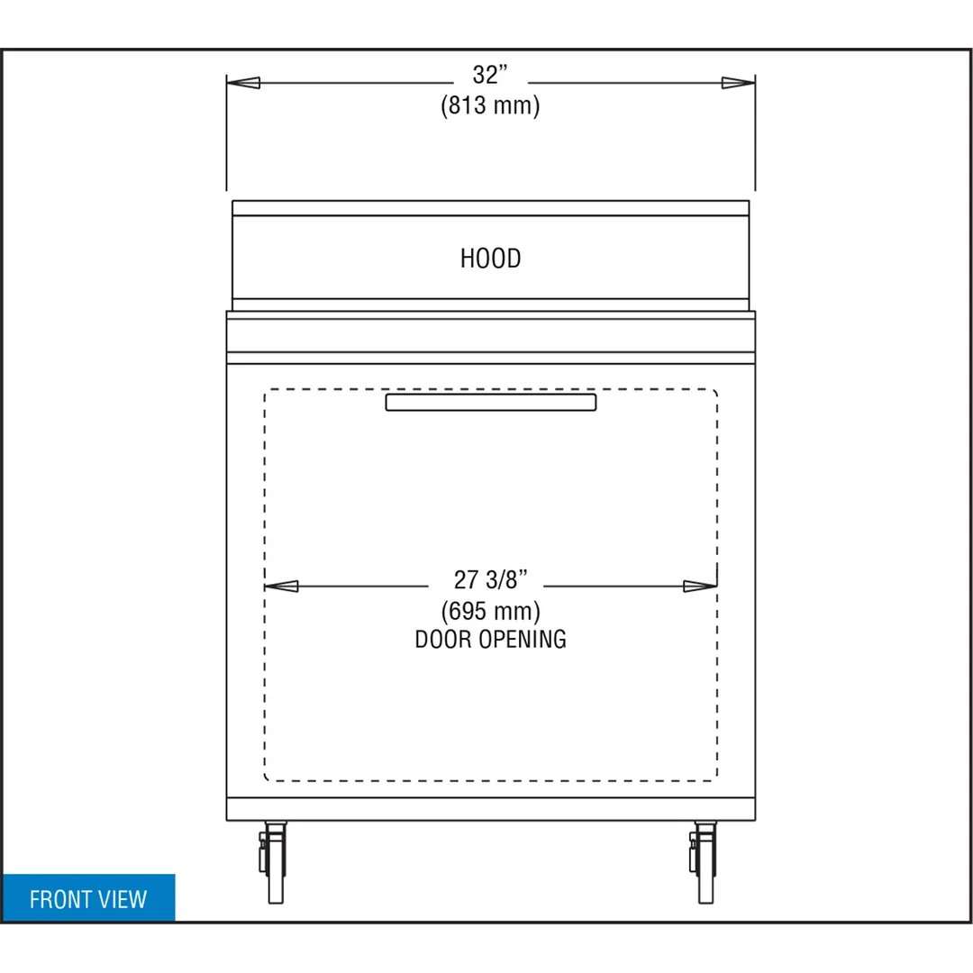 Continental Refrigerator SW32N8 32" 1-Door Sandwich and Salad Prep Table, 8 Pans, Stainless Steel Exterior