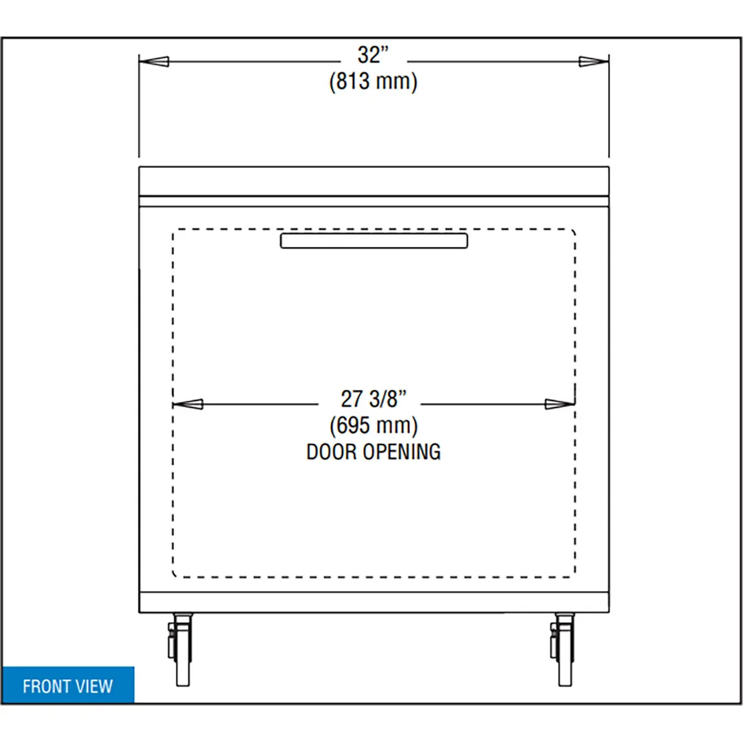 Continental Refrigerator SW32N 32" 1-Section WorkTop Refrigerator w/ 1 Door, 9 cu. ft.