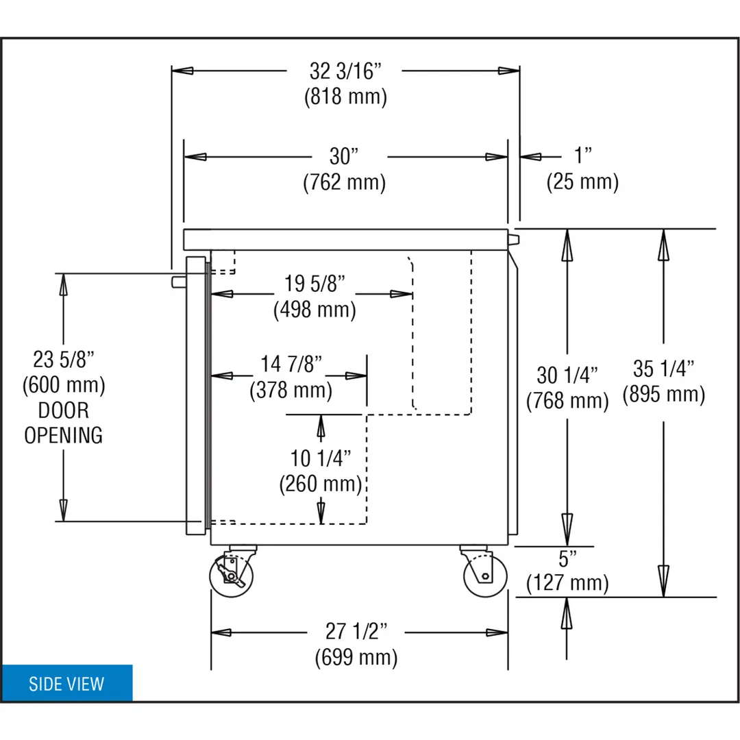 Continental Refrigerator SW60N 60" 2-Section Worktop Refrigerator w/ 2 Doors, 17 cu. ft.