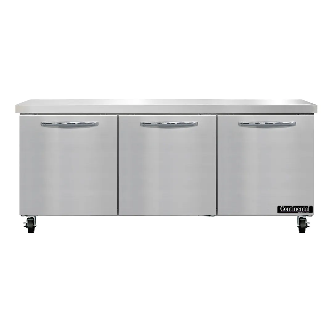Continental Refrigerator SW72N 72" 3-Section WorkTop Refrigerator w/ 3 Doors, 20.6 cu. ft.