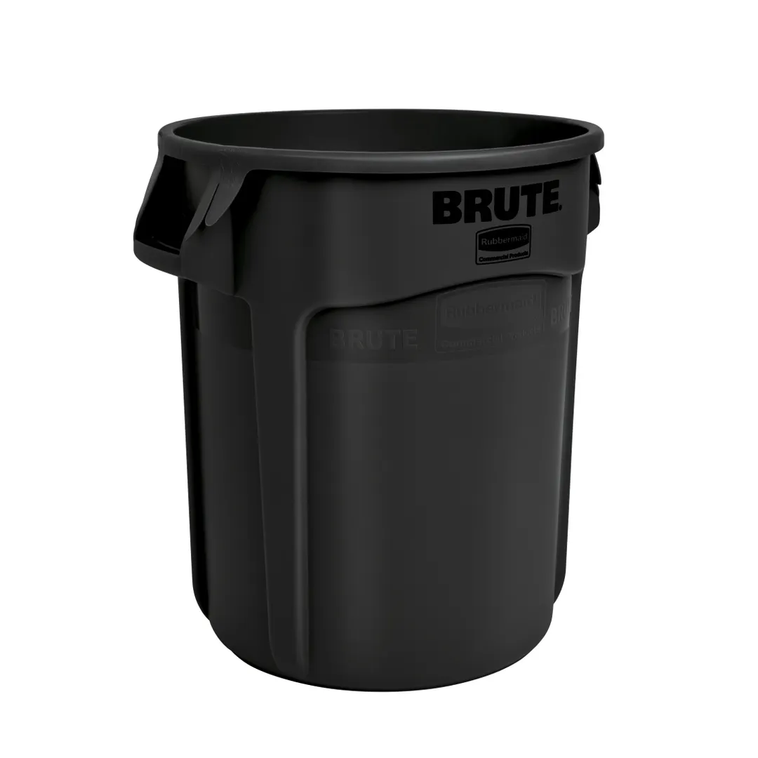 Rubbermaid 1926827 Brute 10‑Gallon Round Trash Can, 15‑5/8" Dia x 17‑1/8" H, Built‑In Handles, NSF